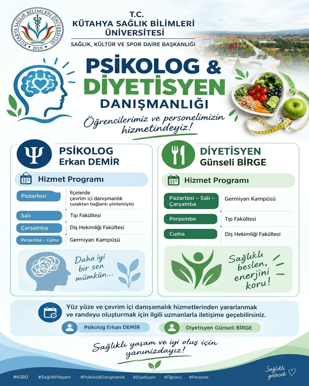 Öğrenci ve Personelimize Psikolog ve Diyetisyen Danışmanlığı Hizmeti - 1